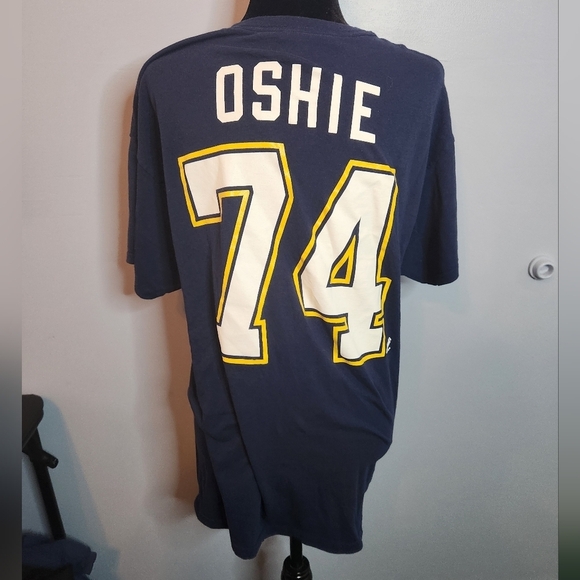 Oshie 74 St.Louis Blues T-Shirt Size Large Navy Blue Gildan Heavy Cotton - Picture 3 of 5
